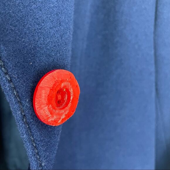 Vintage | Wool Blue Blazer Red Buttons James Smart Med - Picture 9 of 10